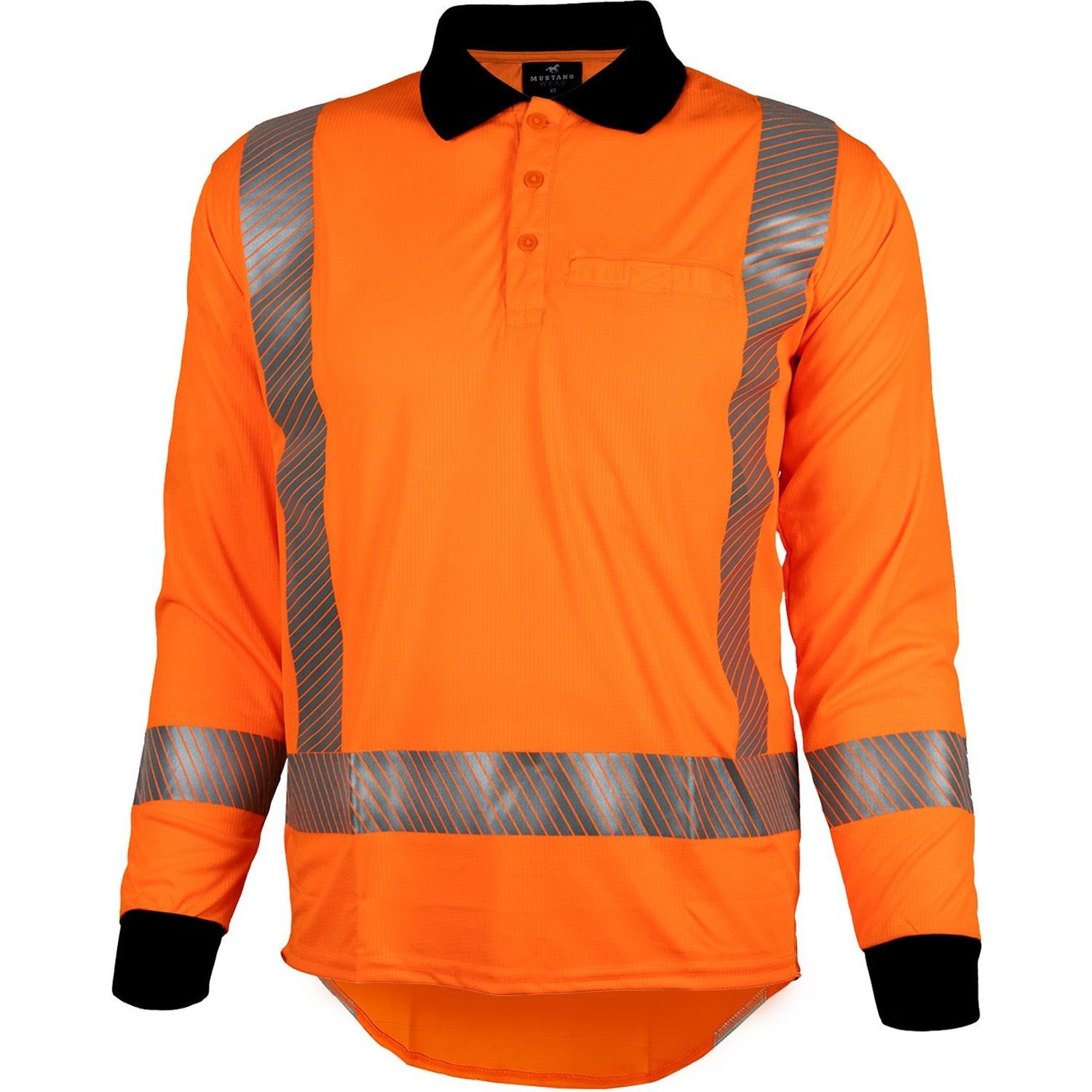 Mustang Wear Hi Vis TTMC-W17 Lightweight Stretch Long Sleeve Polo