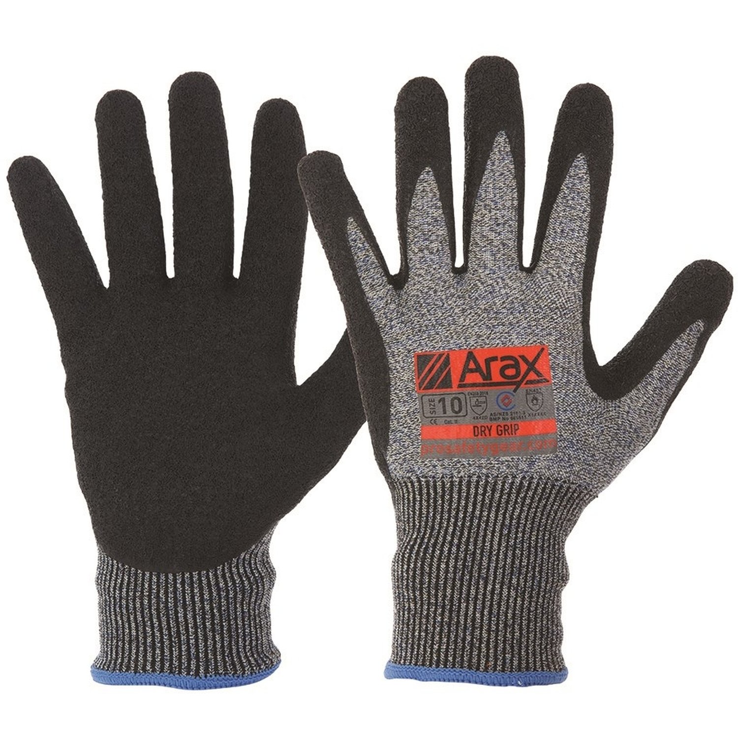 Arax Dry Grip Latex Crinkle Coat Cut Level D Glove Pkt 12