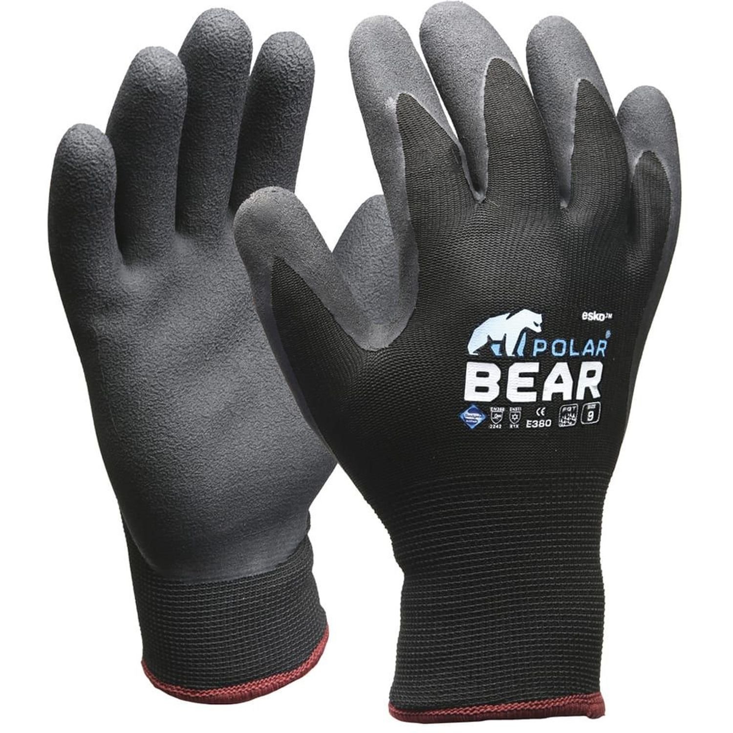 Polar Bear Thermo Winter Gloves Grey/Black (Pkt 12)