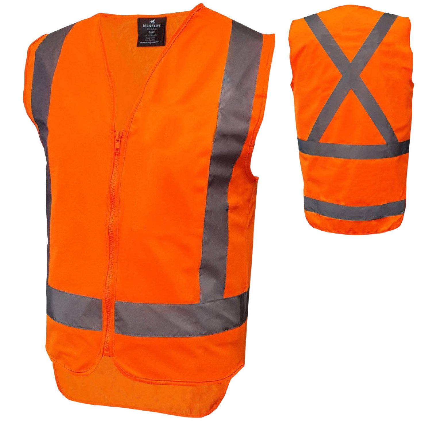 Mustang Wear Hi Vis TTMC-W17 X-Back Sleeveless Zip Safety Vest