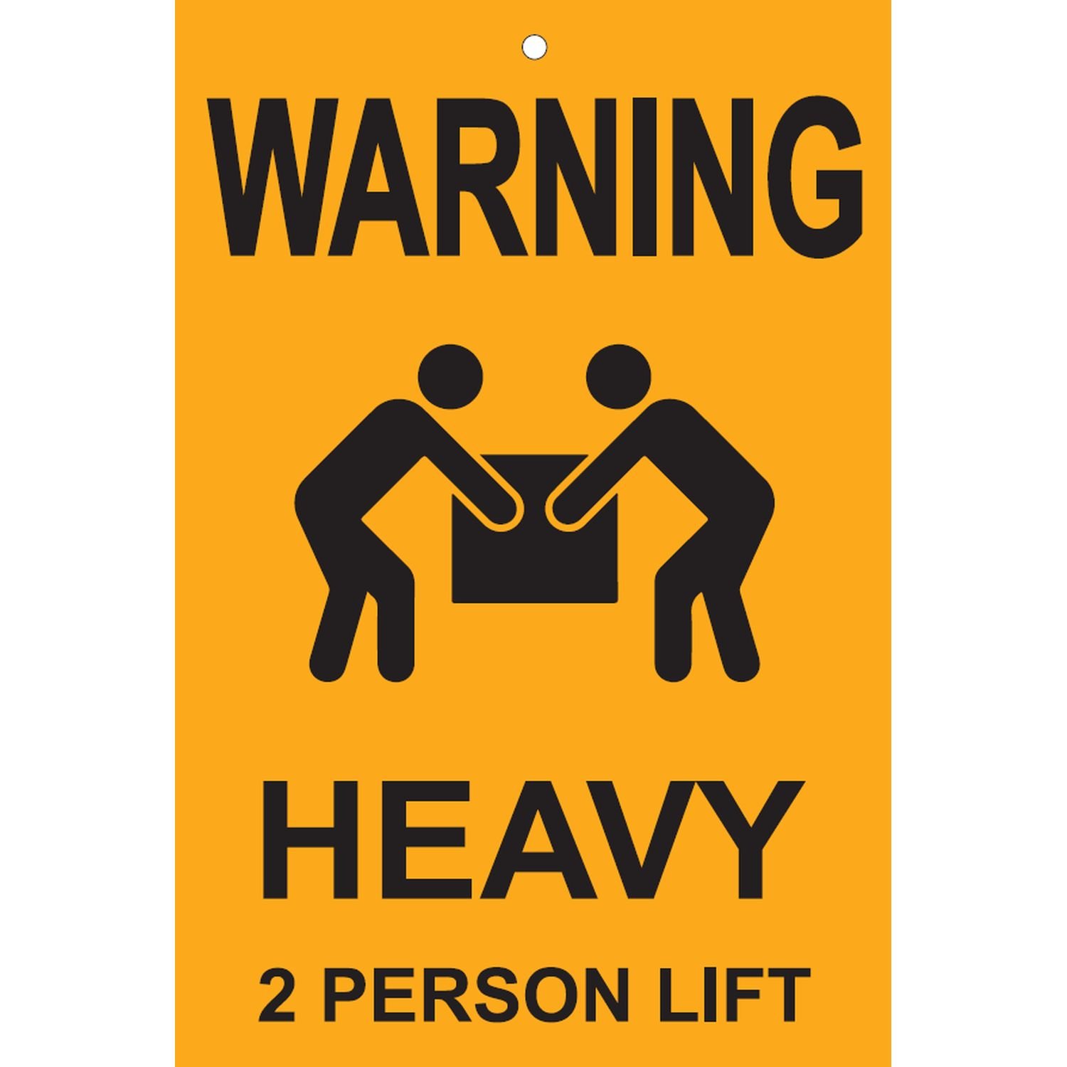 WARNING Heavy 2 Person Lift Tag (PVC) - Pkt 25