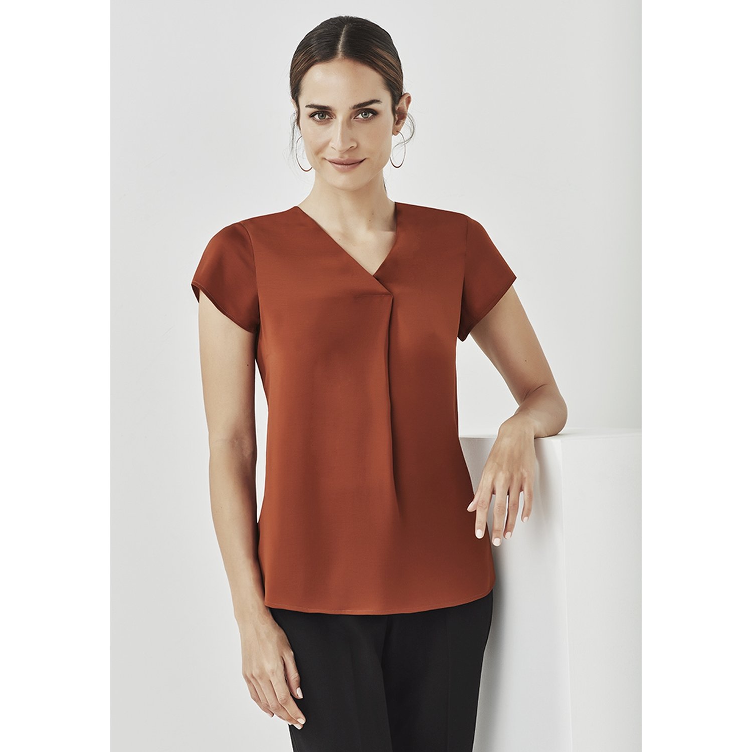 Kayla V-Neck Pleat Blouse