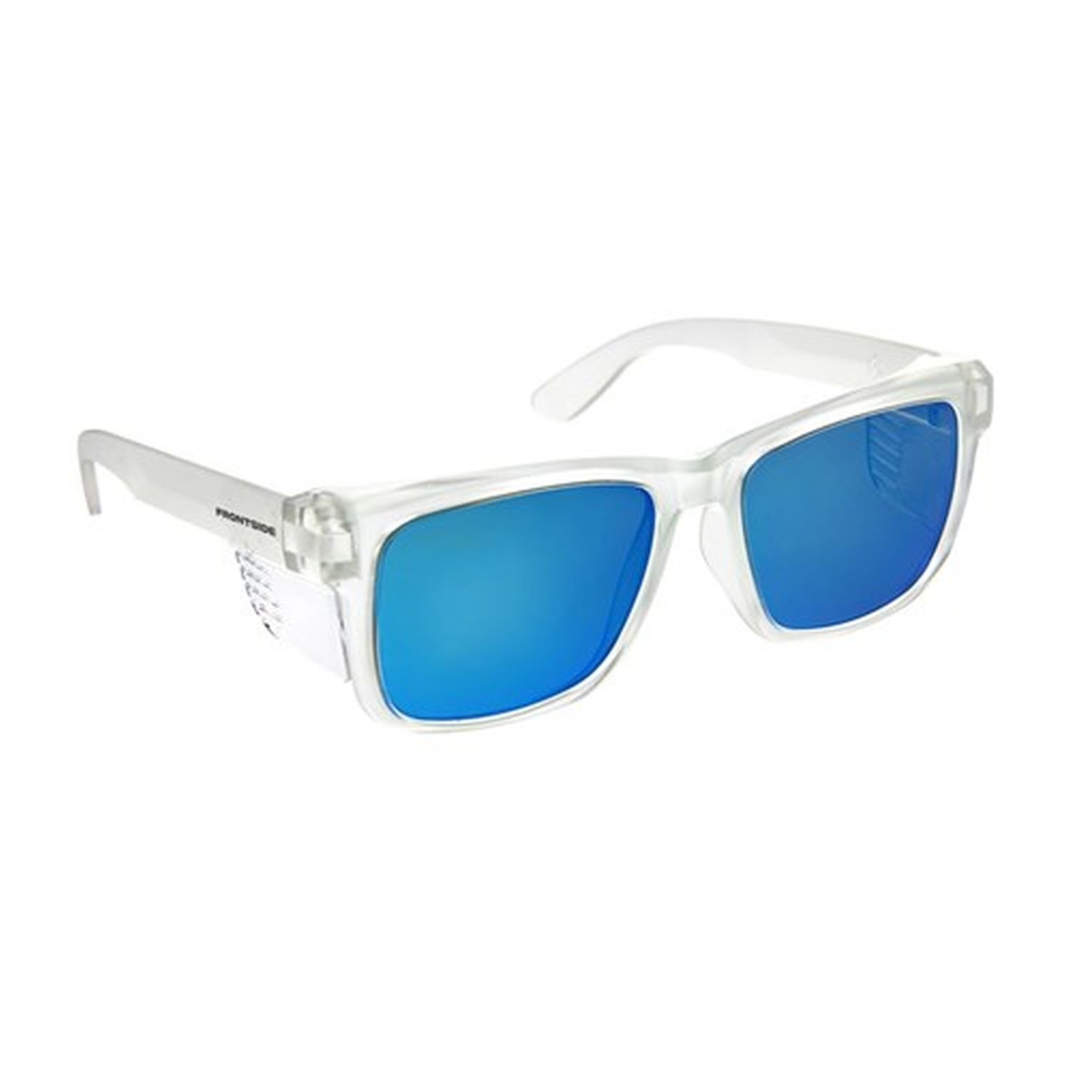 Frontside Polarised Safety Glasses Blue Lens Clear Frame