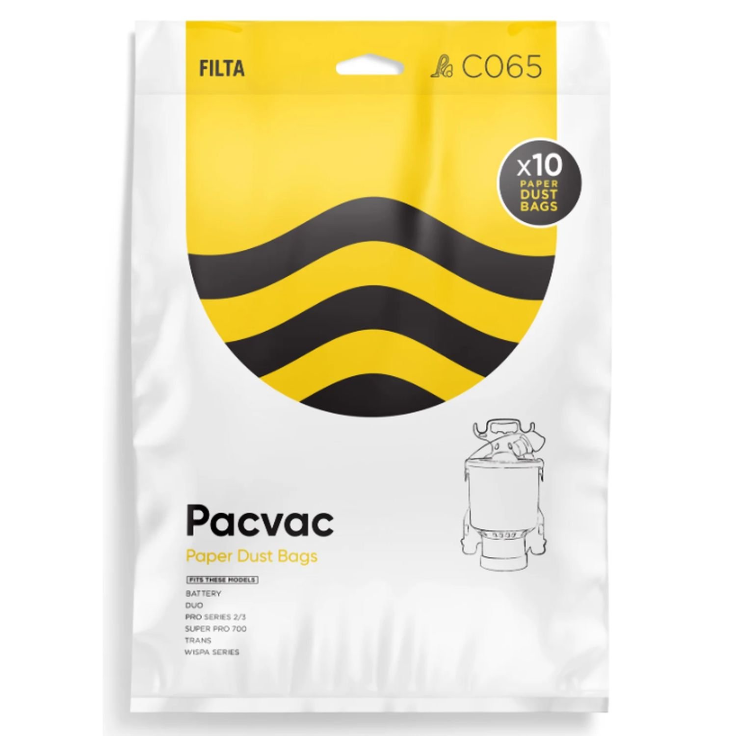 CO65 Pacvac SuperPro Dust Bag Pkt 10