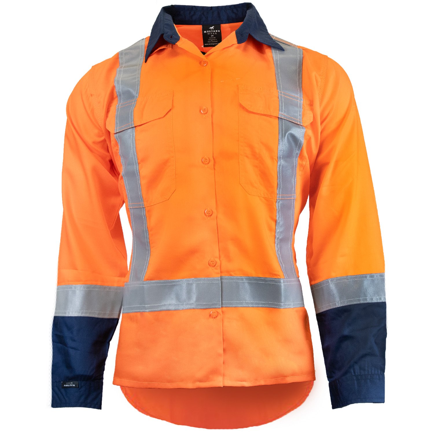 Mustang Wear Womens Hi Vis TTMC-W23 X-Back Long Sleeve Vented Lyocell Shirt