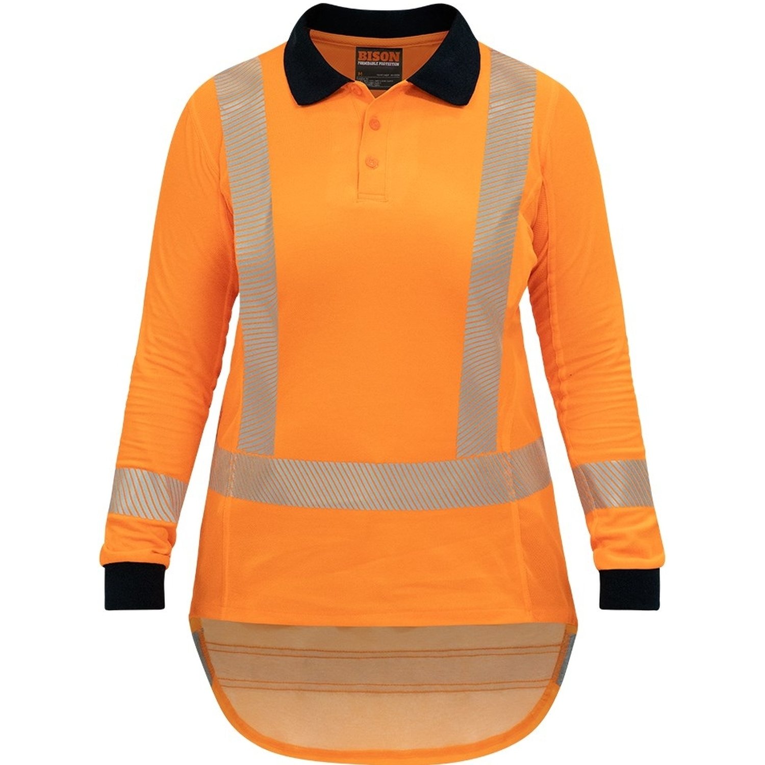 Hi Vis TTMC-W17 L/Sleeve Vented Cotton Back Lightweight Womens Polo 145gsm