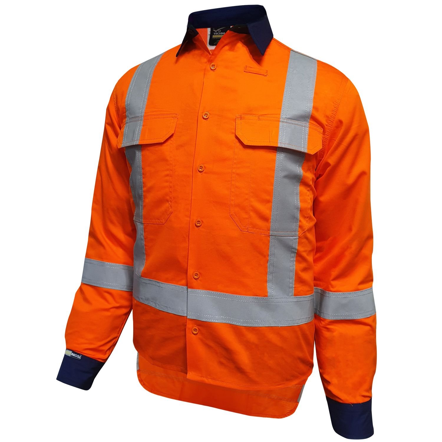 Mustang Wear Hi Vis TTMC-W17 Long Sleeve Vented Cotton Shirt 150gsm