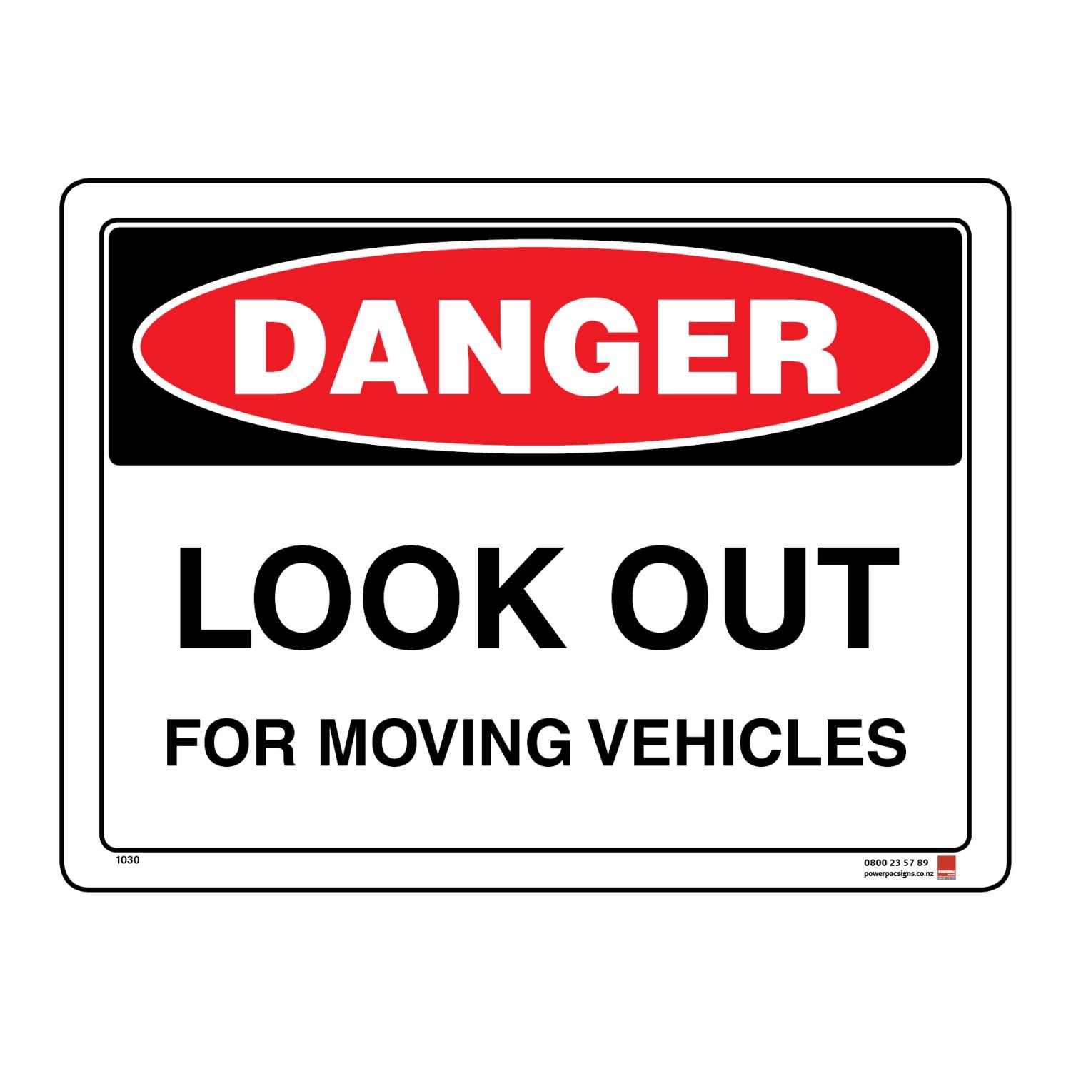 BPC Danger Look Out For Moving Vehicles Coreflute Sign 400x300mm