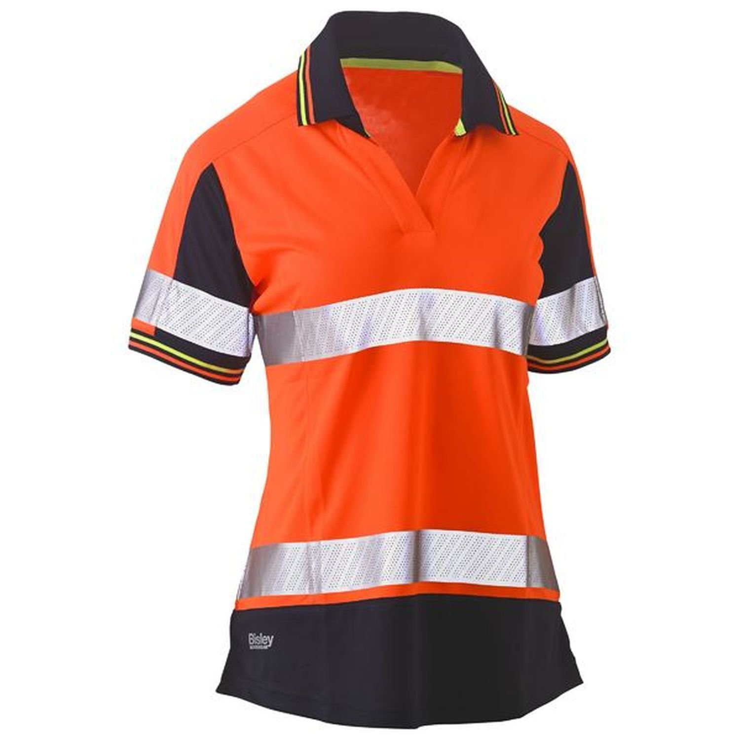 Bisley Womens Hi Vis Two Tone V-Neck Polo Short Sleeve