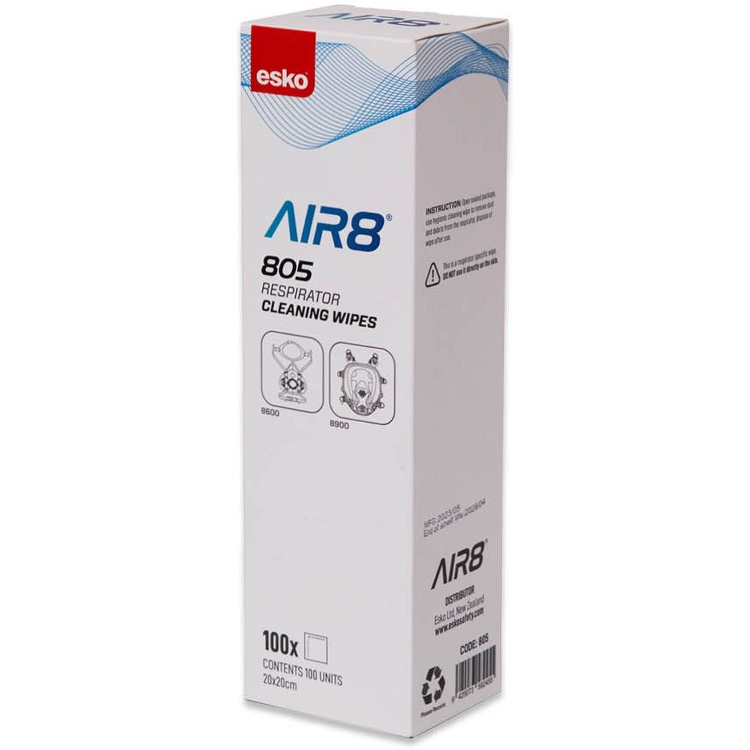 Air8 Respirator Cleaning Wipes Box 100