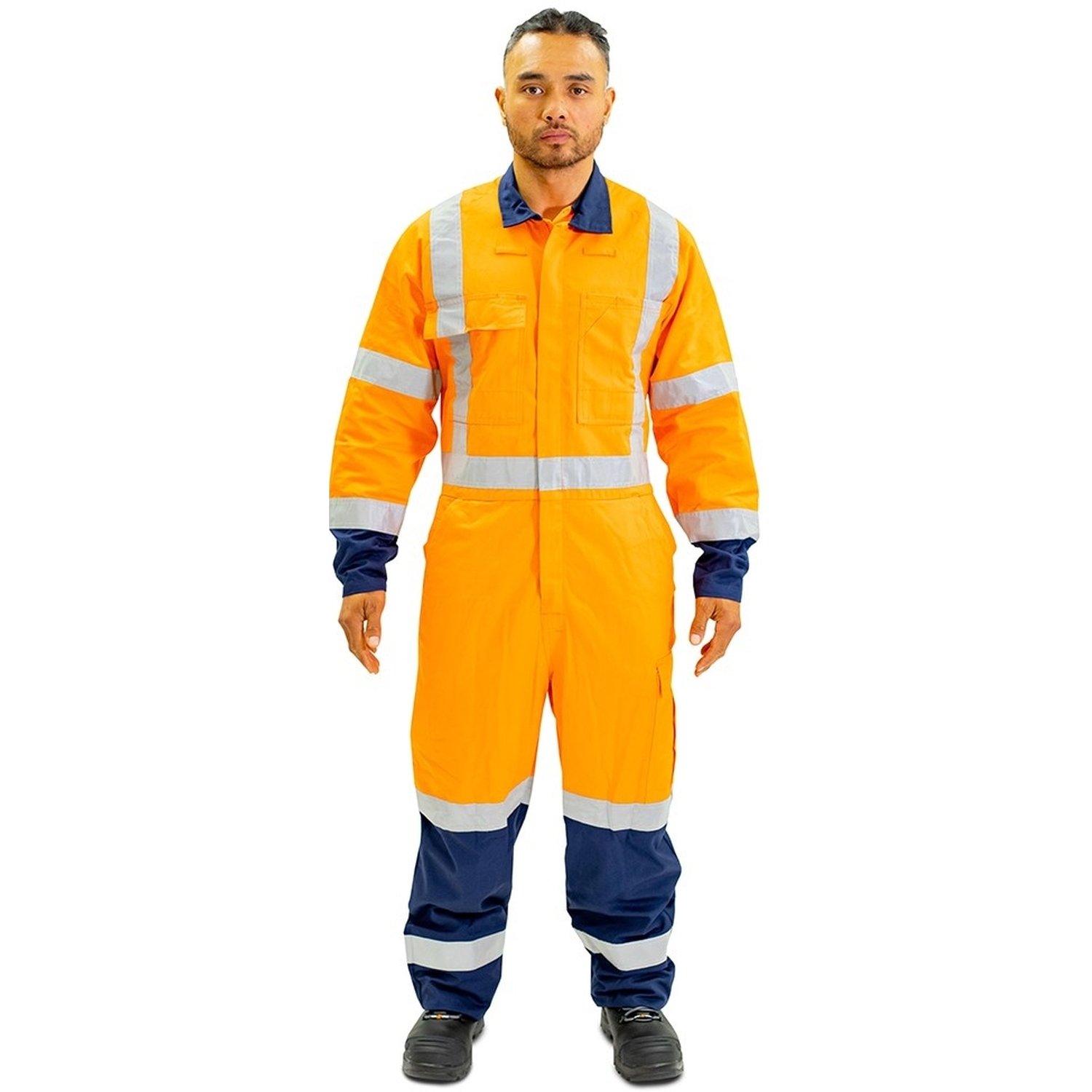 Hi Vis TTMC-W17 Cotton Zip X Back Overall 300gsm