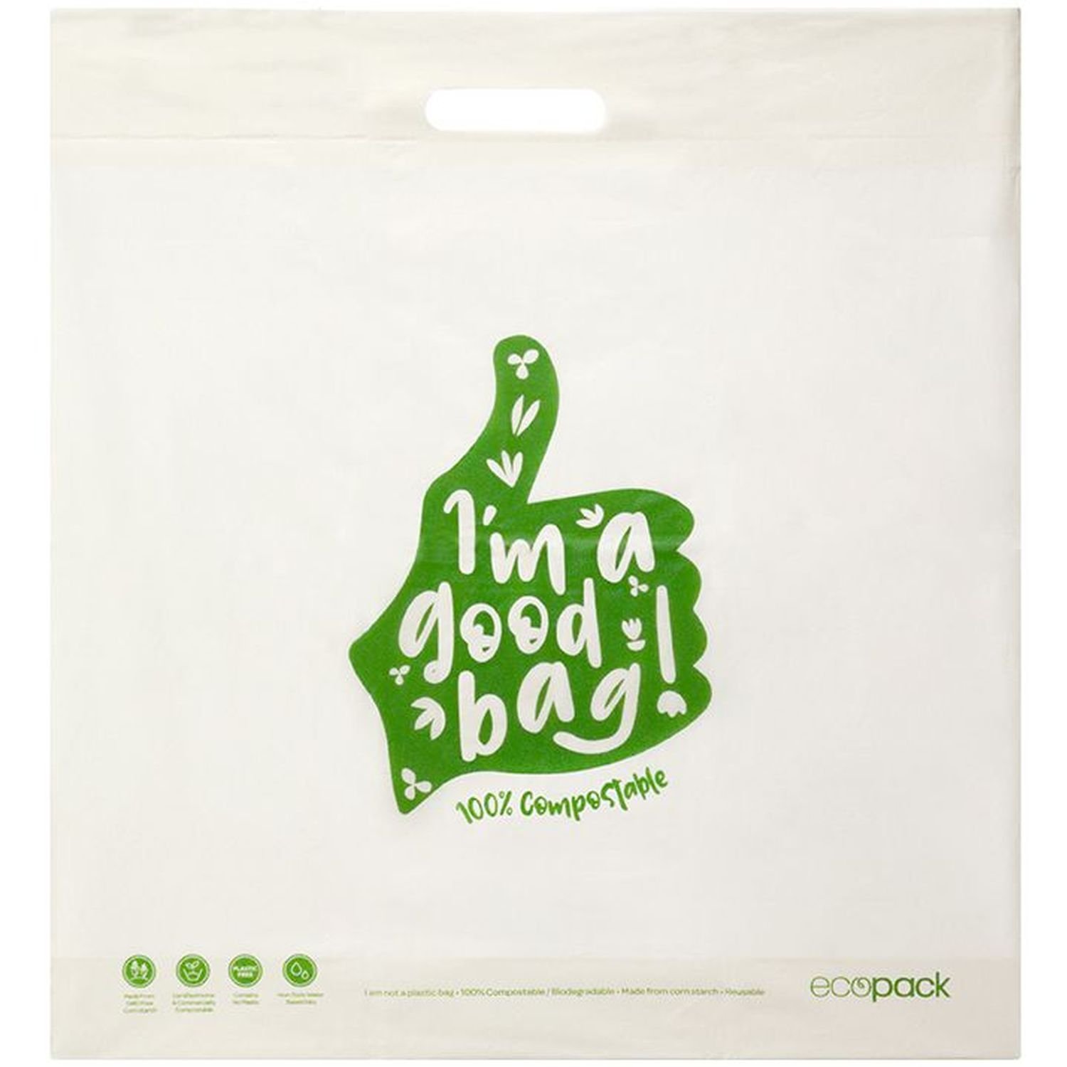 Compostable Retail Bags Punched Handle Large 500x540mm Ctn 250