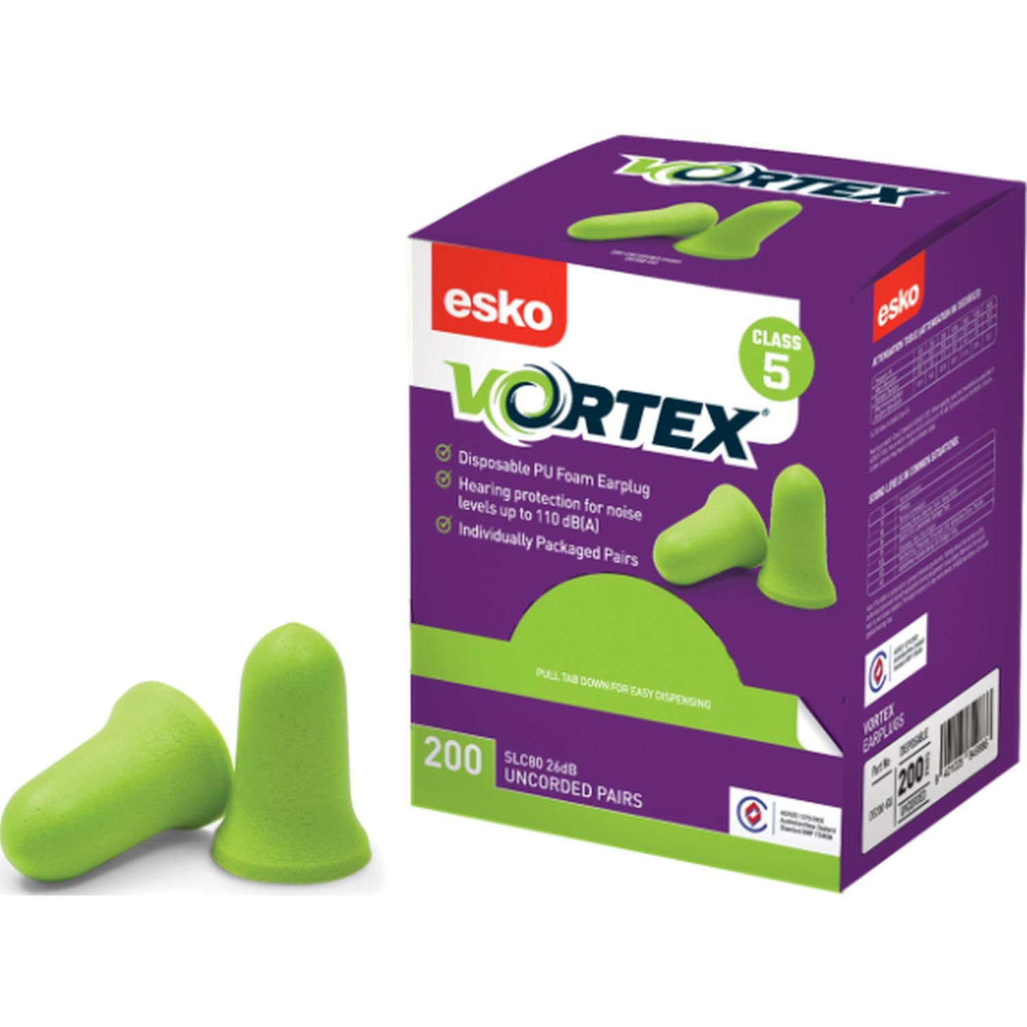 Vortex Class 5 26dB Uncorded Bell Earplug-200