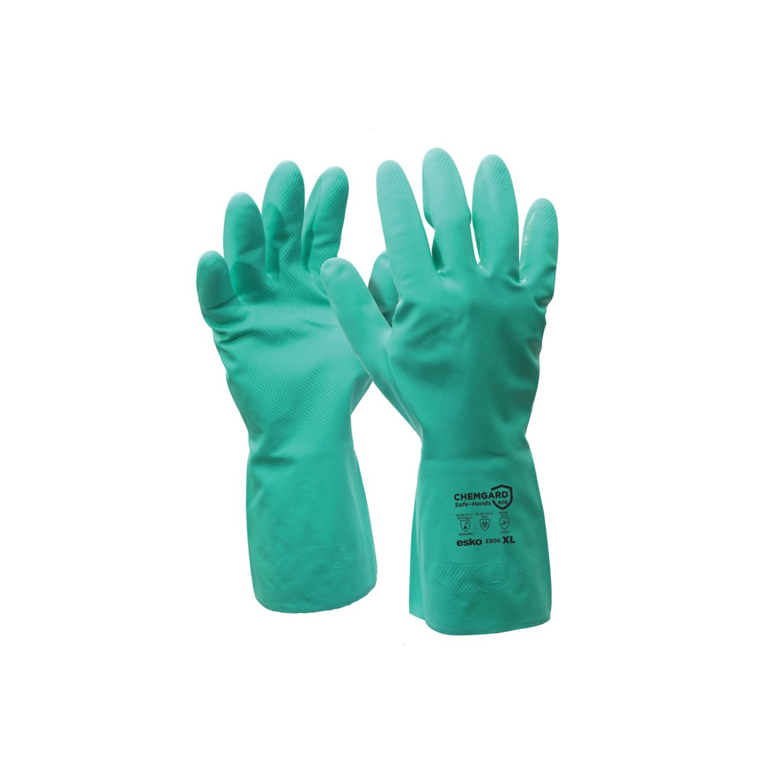 ChemGard Nitrile Chemical Glove Flock Lined Green 33cm (Pkt12)