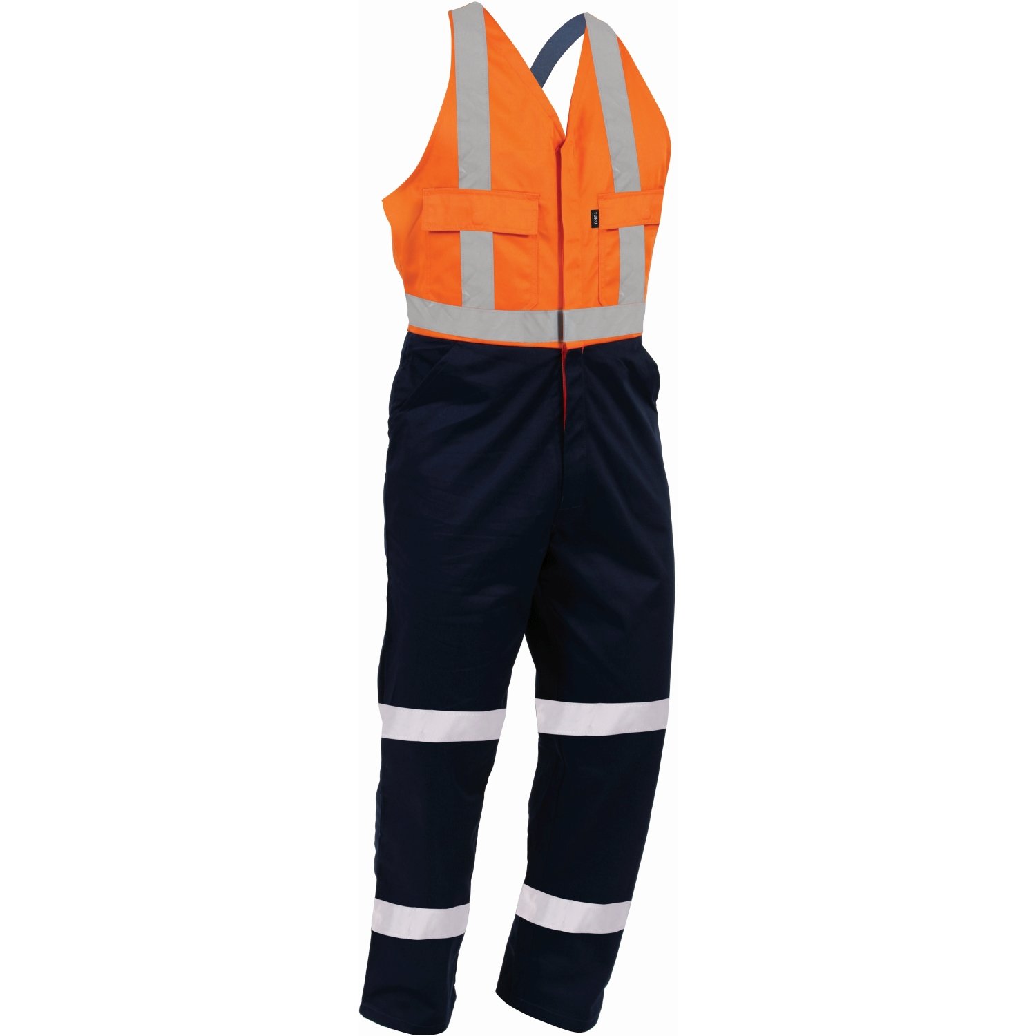 Hi Vis Taped Easy Action Elastic Shoulder Strap Cotton Zip Overall 300gsm