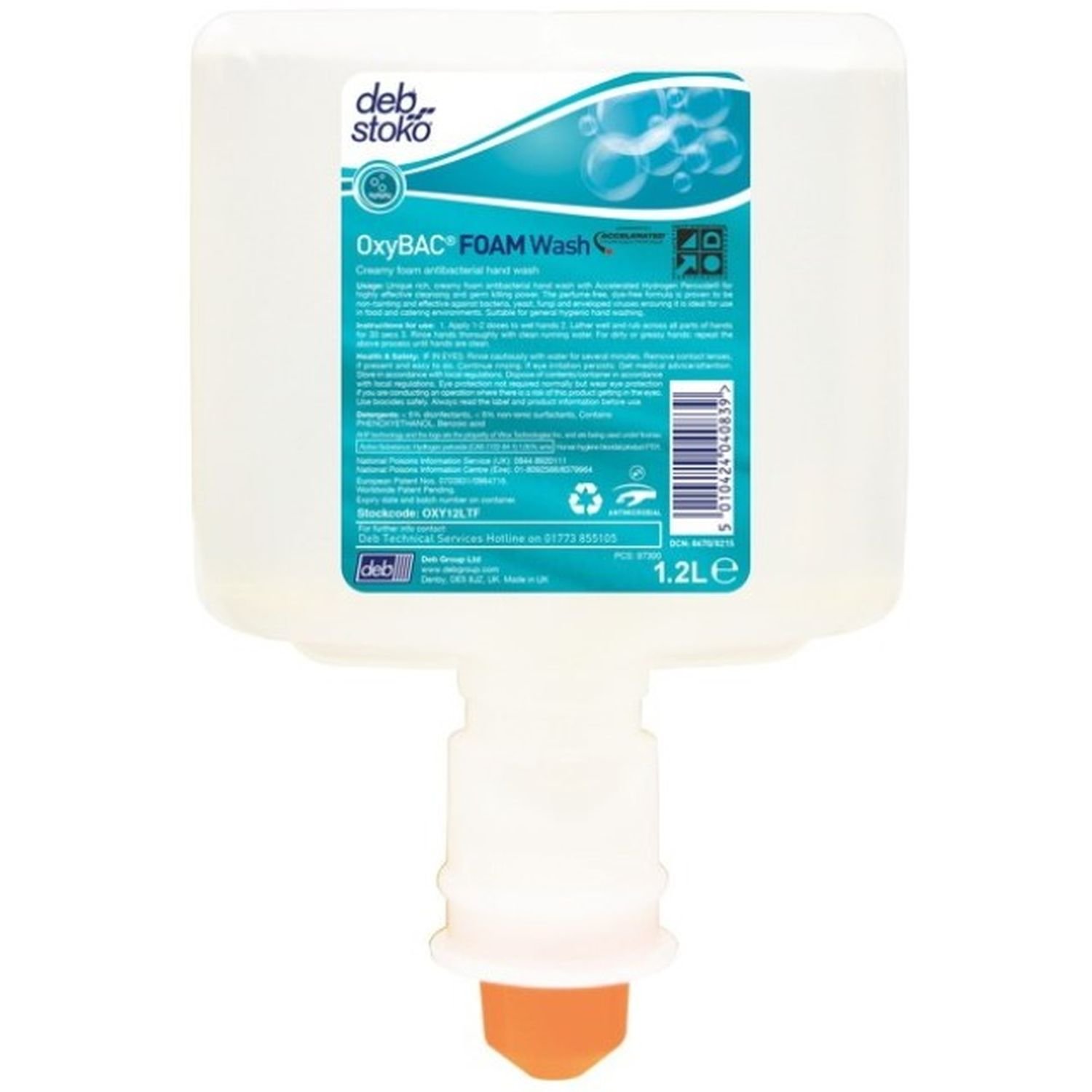 OxyBAC Antibacterial Foam Hand Wash Touch Free 1.2L