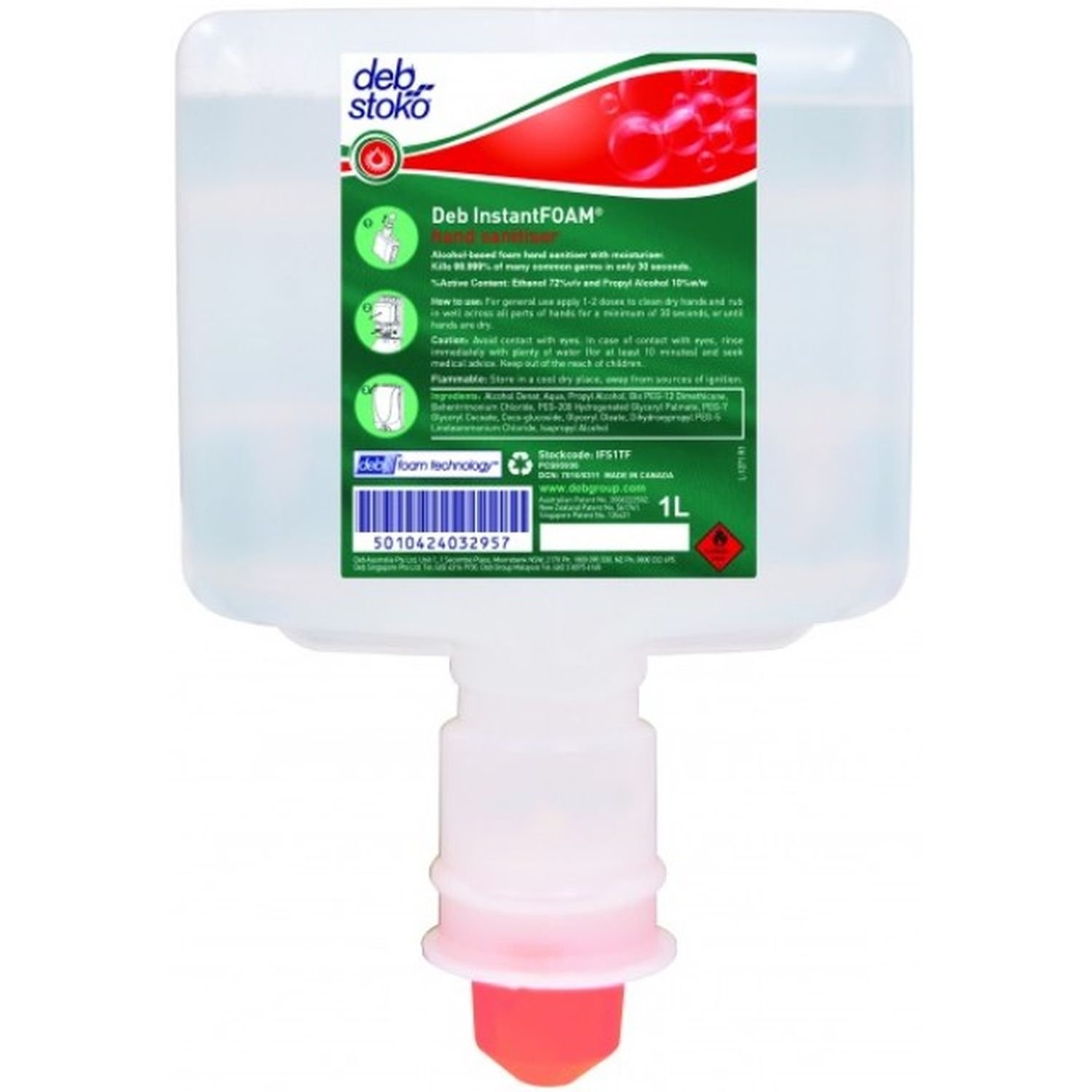 Deb Instant Foam Hand Sanitiser Touch Free 1L Ctn 3