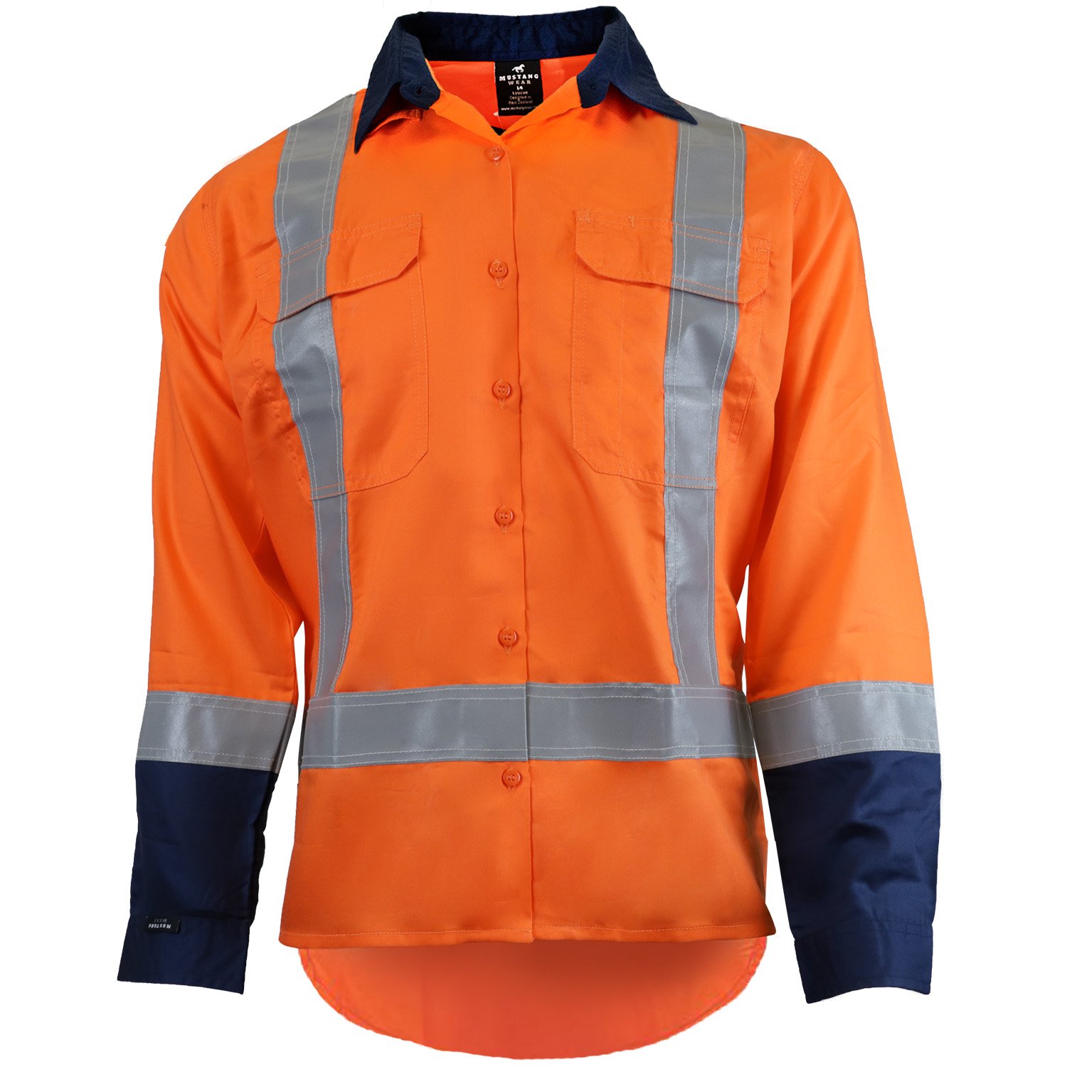 Mustang Wear Hi Vis TTMC-W17 X-Back Long Sleeve Vented Lyocell Shirt