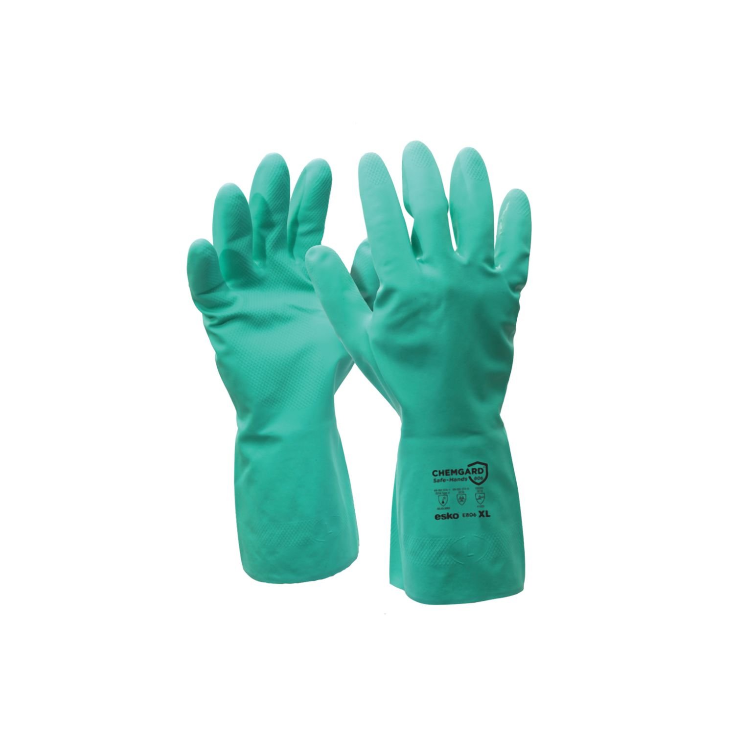 ChemGard Nitrile Chemical Glove Flock Lined Green 33cm