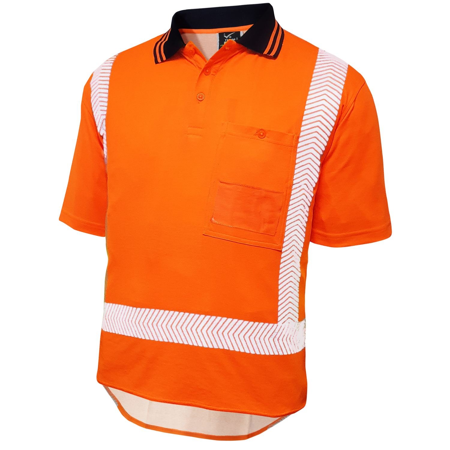 Mustang Wear Hi Vis TTMC-W17 Cotton Back Segmented Short Sleeve Polo