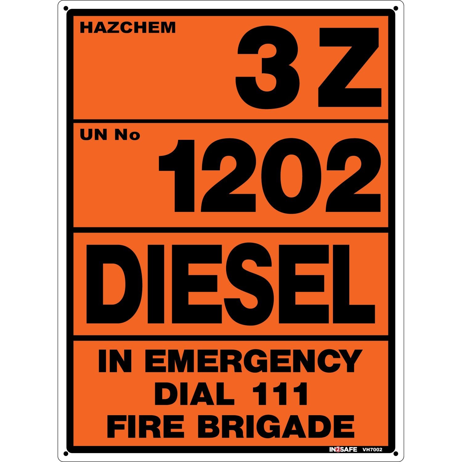 Hazchem Panel 3Z UN 1202 Diesel Fuel