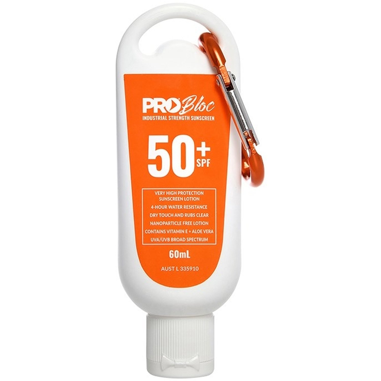 Problock Sunscreen SPF 50+ with Carabiner Clip 60ml Flip Top