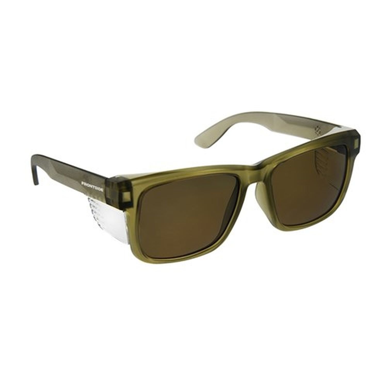 Frontside Polarised Safety Glasses Smoke Lens Khaki Frame