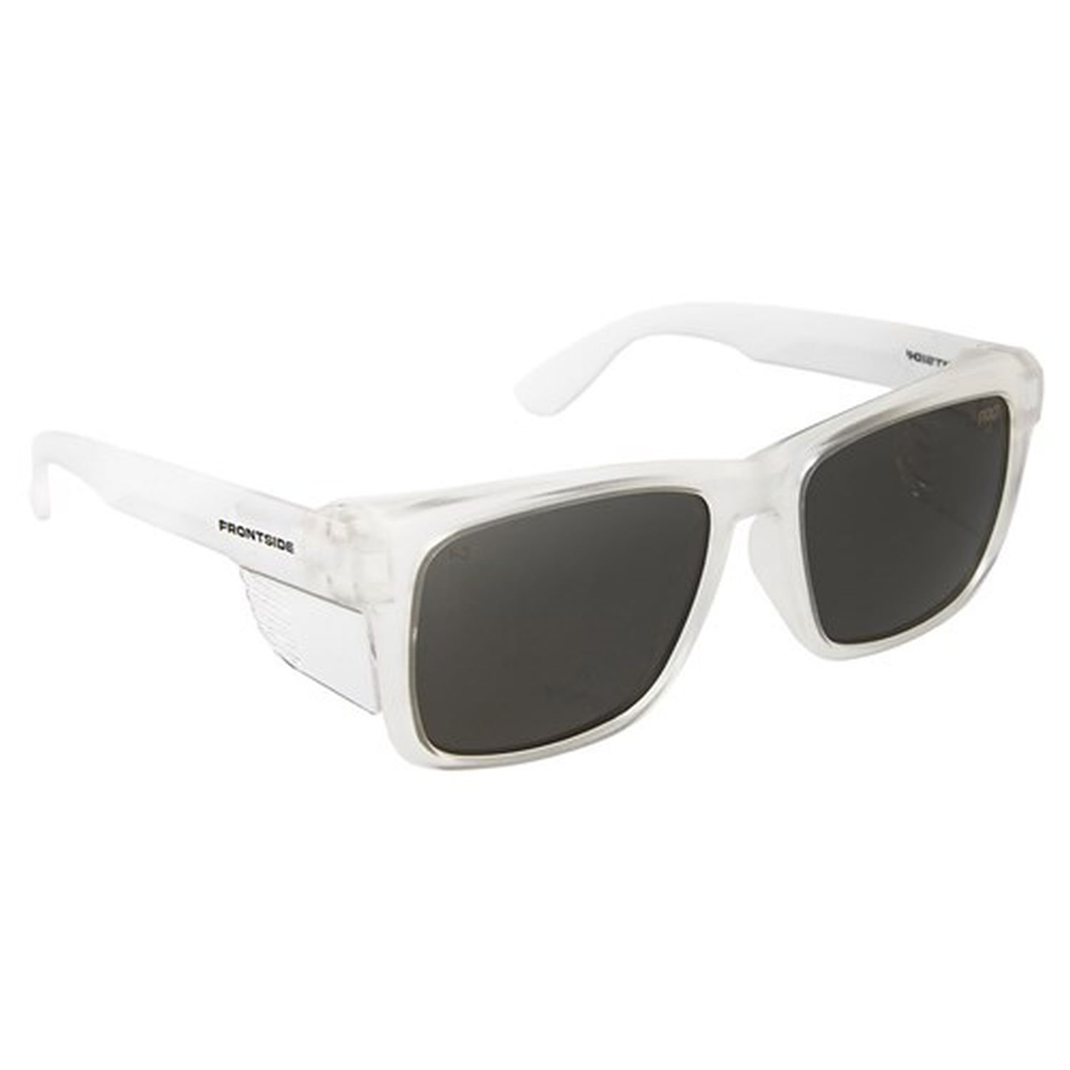 Frontside Safety Glasses Smoke Lens Clear Frame