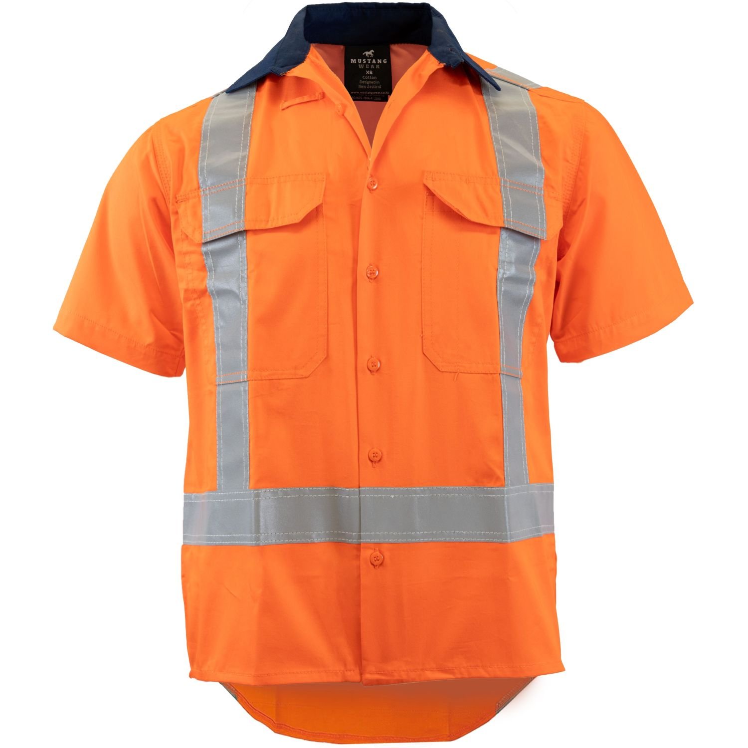 Mustang Wear Hi Vis TTMC-W23 Short Sleeve Vented Cotton Shirt 150gsm