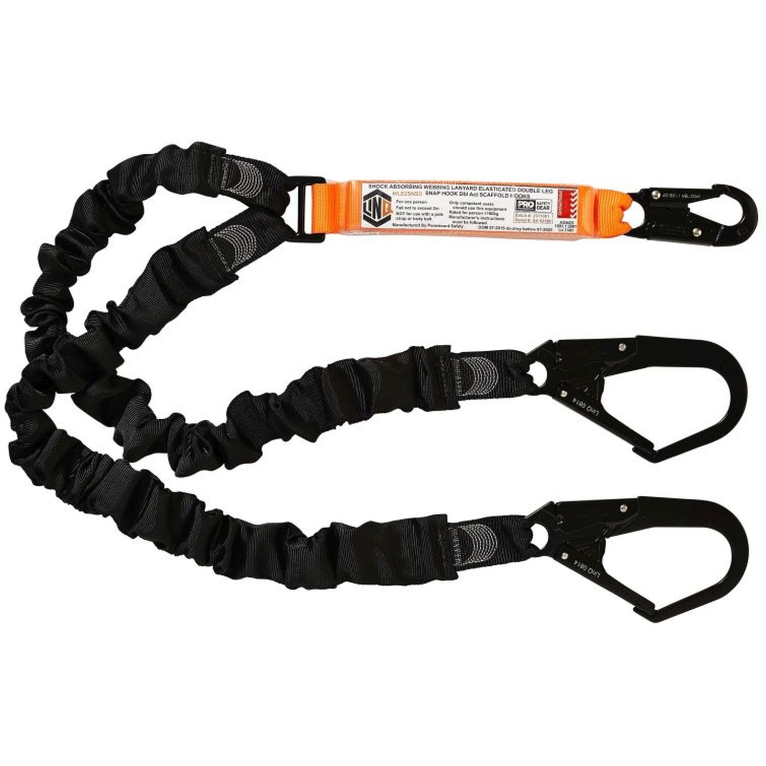 Double Leg Elasticated Lanyard, Snap/Scaff Hooks