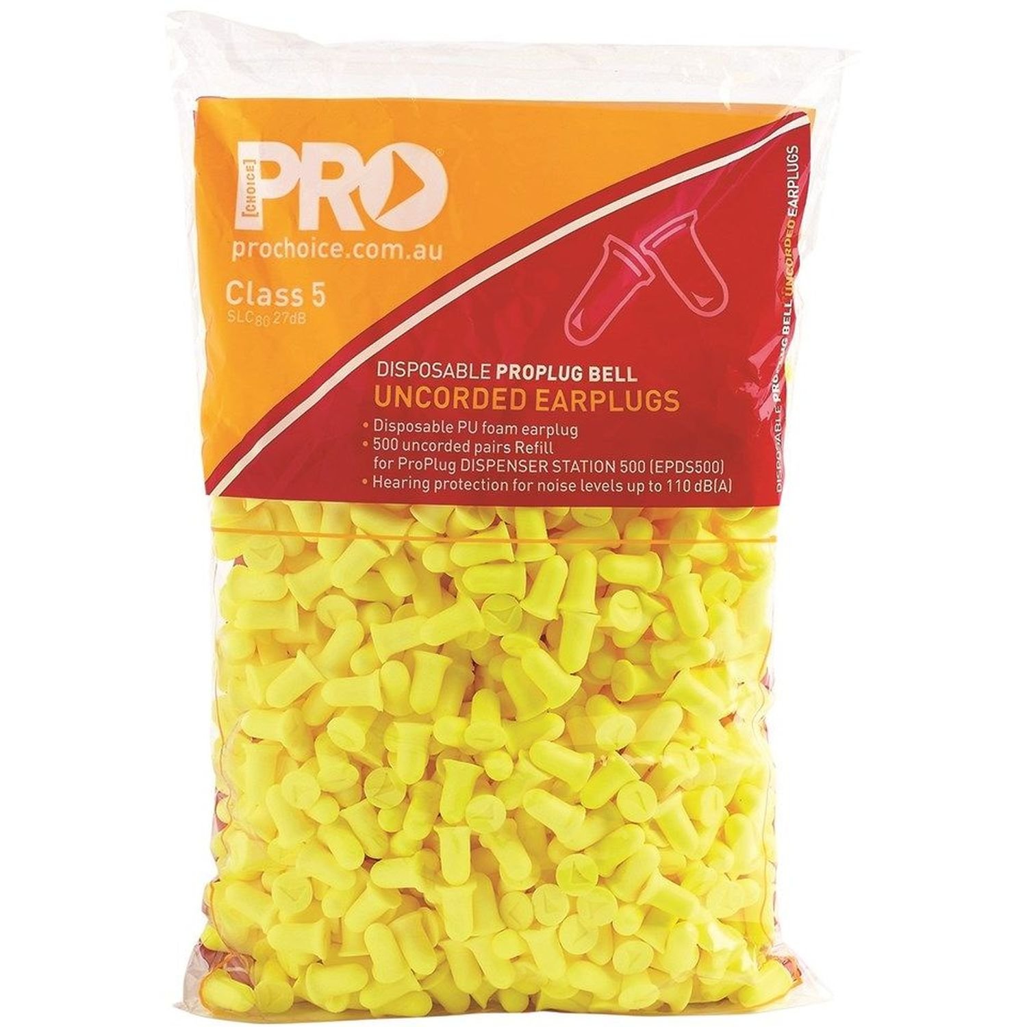 Pro BELL Yellow Earplug Refill Bag 500 Pairs