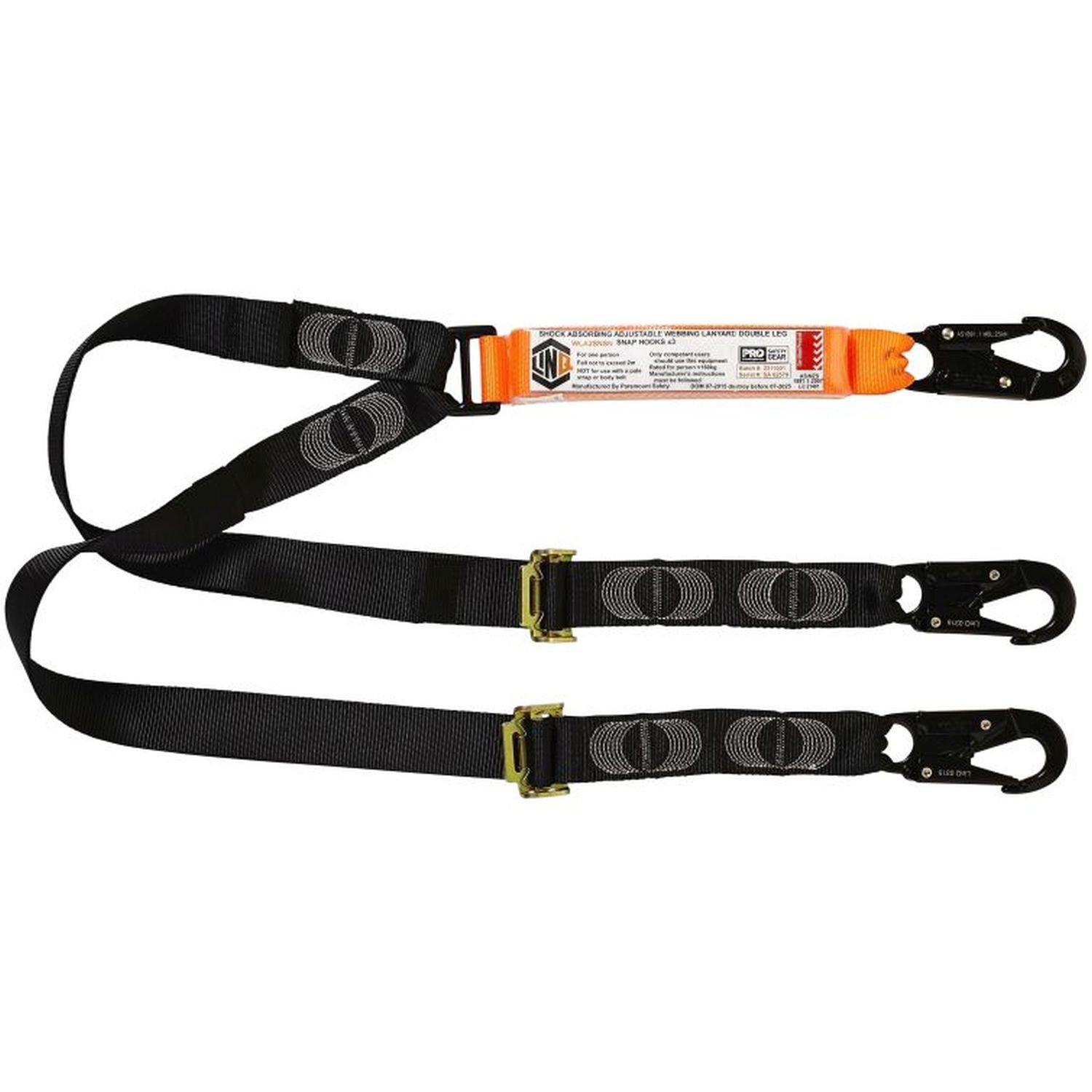 Double Leg Adjustable Lanyard, Snap Hooks