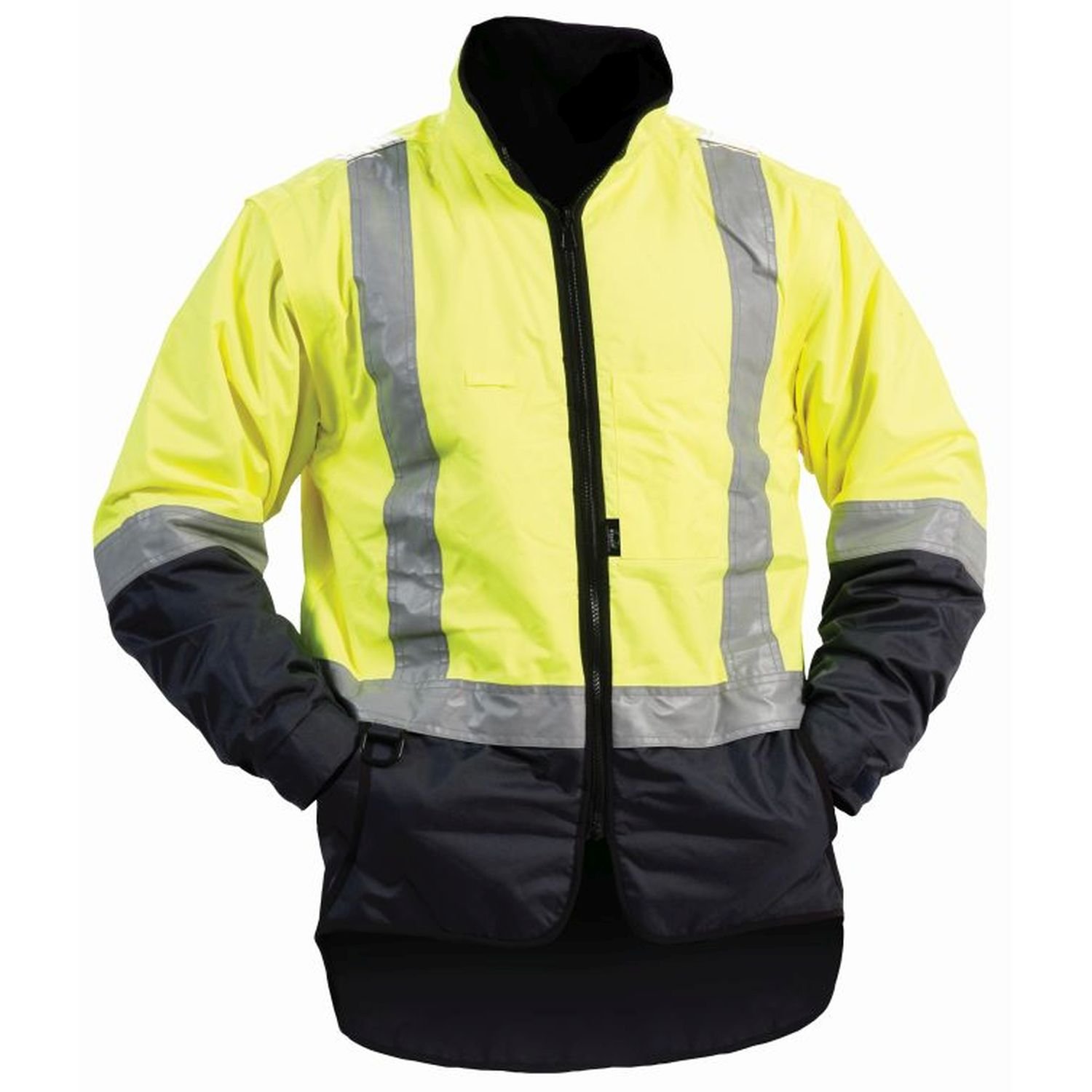 Bison Stamina Hi Vis Day/Night Fleece Lined Vest With Zip Off Sleeves