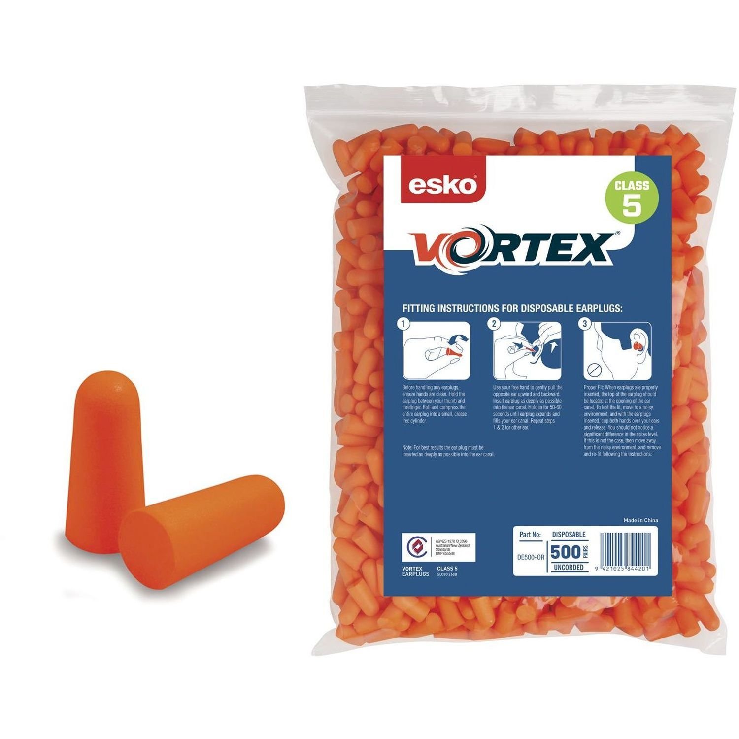 Esko Vortex Earplug Refill Bag 500 Pairs