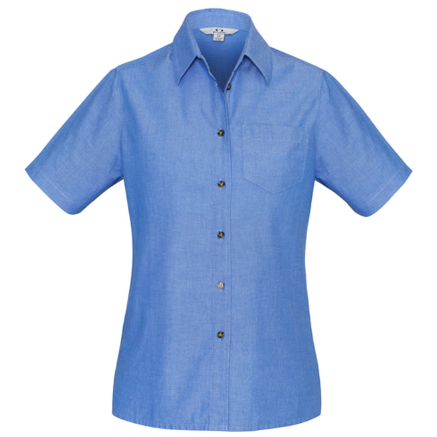 Ladies Short Sleeve Chambray 100% Cotton Shirt