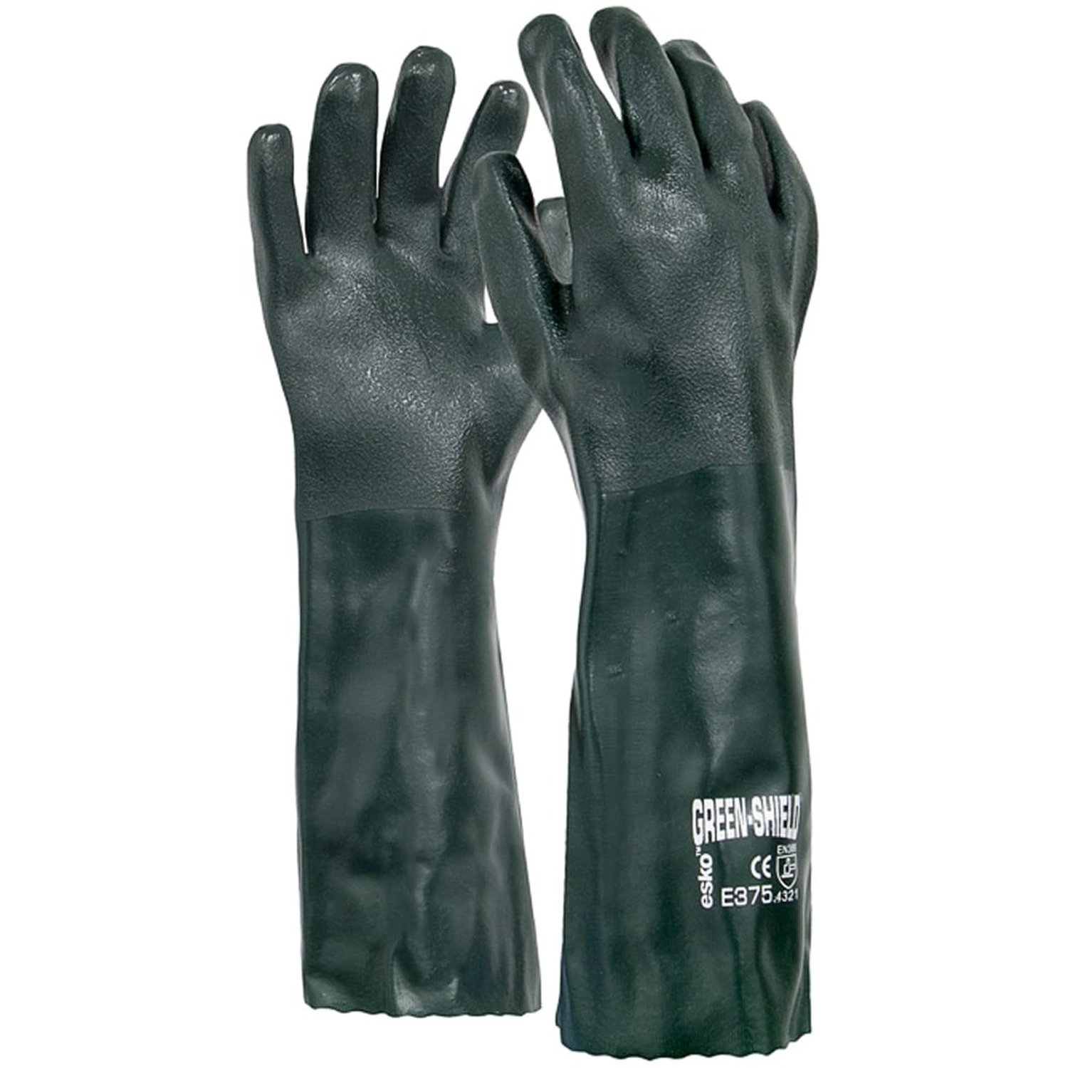 Green Shield PVC Double Dip Sandy Coat Glove 45cm Pkt 12