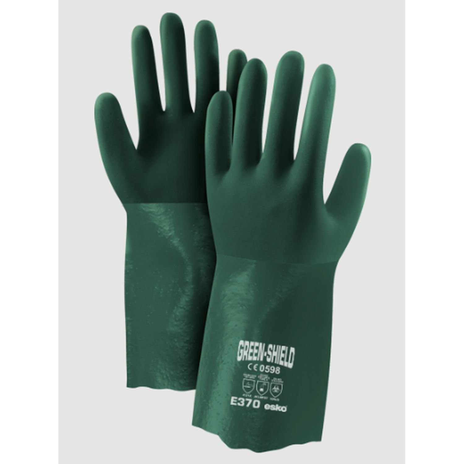 Green Shield PVC Double Dipped 27cm Gauntlet Sandy Finish Gloves Carton 72